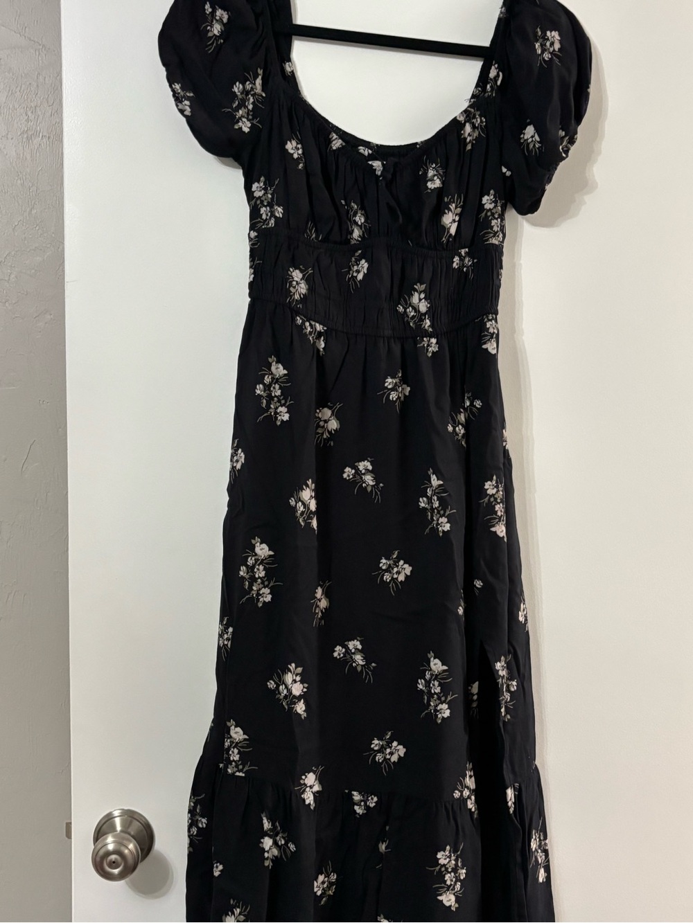 Hollister Black Maxi Dress with White Floral Print